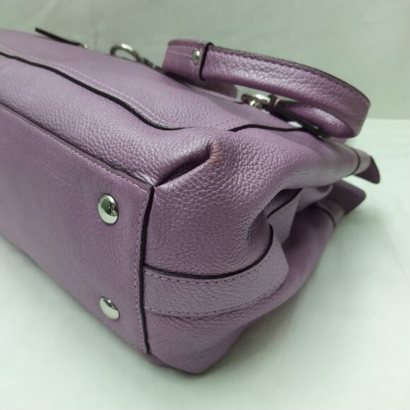 Coach Penelope Purple Pebbled Leather Double Handles Satchel Shoulder Bag - Picture 16 of 16